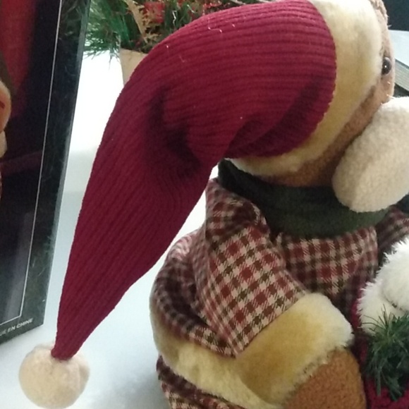 Classic Holiday Shelf Sitter Plush Teddy Bear with Santa Hat & Sack 17" Long - Picture 4 of 6